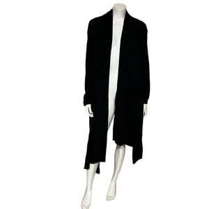 Moda International Cardigan Sweater Black Cashmere & Cotton XL Draped Open Front
